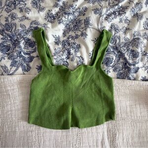 Green Ribbed Knit Women's Crop Top